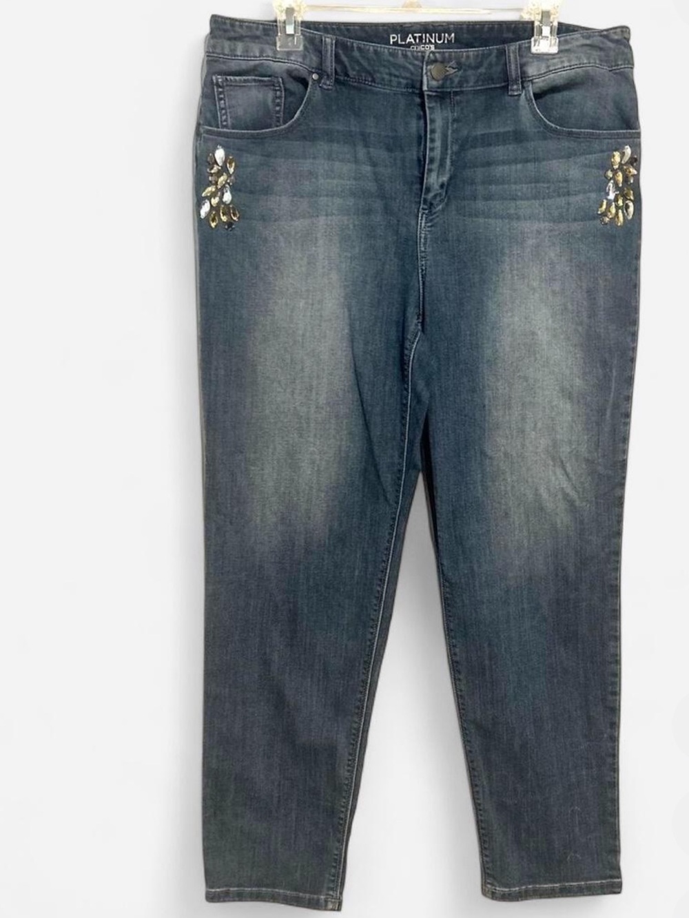 🌺Platinum Chicos Dark wash jeans with embellished‎ pockets Sz 2 (Size L, 12/14)